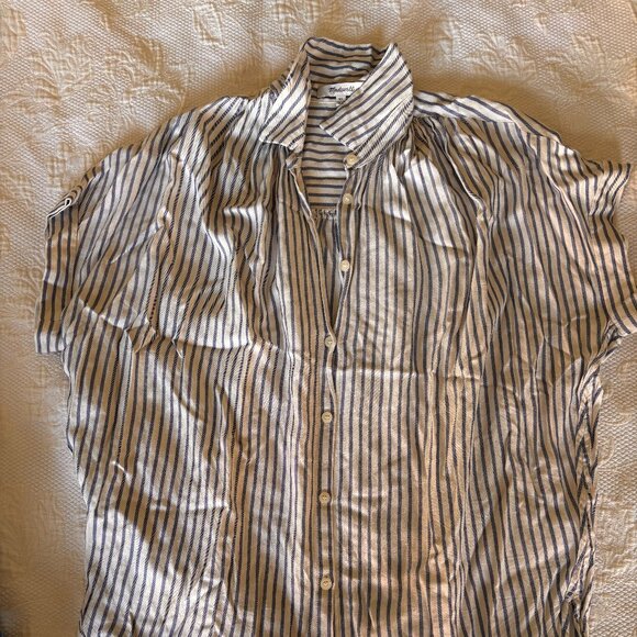 Madewell Grey and White Striped Button Down Shirt XS - Picture 3 of 8